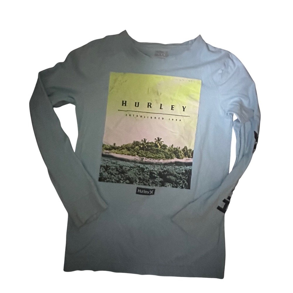 Hurley Kids Long Sleeve Graphic T Shirt Island‎ Scene Boys Medium
